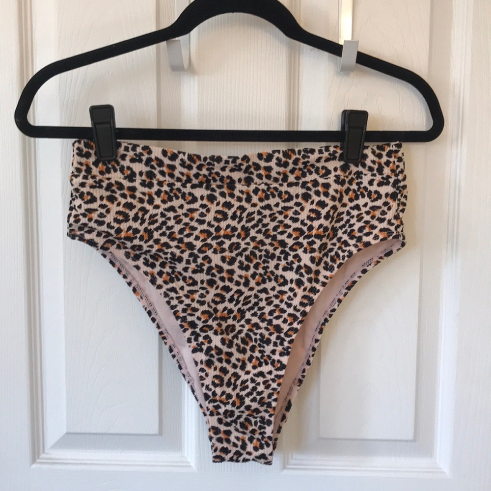 Leopard Print High-Waisted Bikini Bottoms
